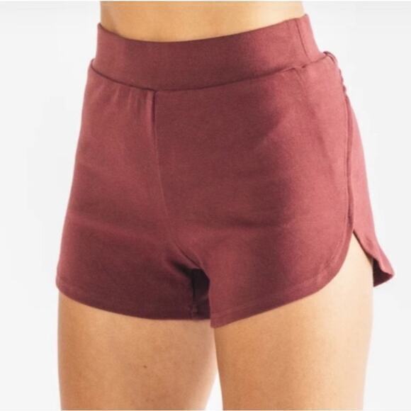 Alphalete Identity lounge shorts high waist fitted short burgundy maroon medium - Picture 1 of 6